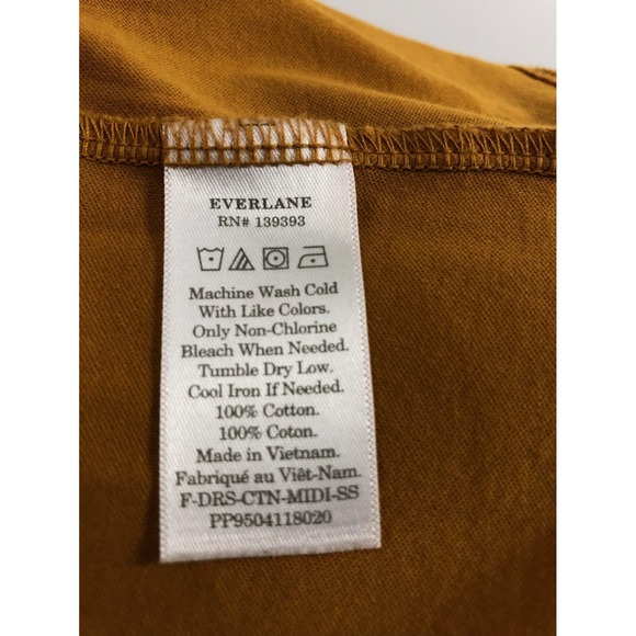 Everlane Tank Dress Mustard Yellow Midi sleeveless Size XS 100% cotton Stretch - Picture 2 of 6